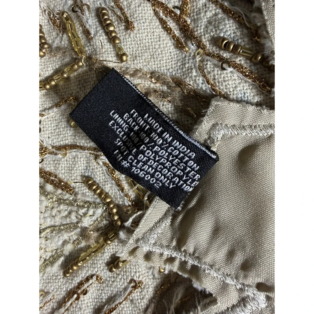 Tahari Set Of 2 Table Runners Neutrals/golds Embroidered‎ 14